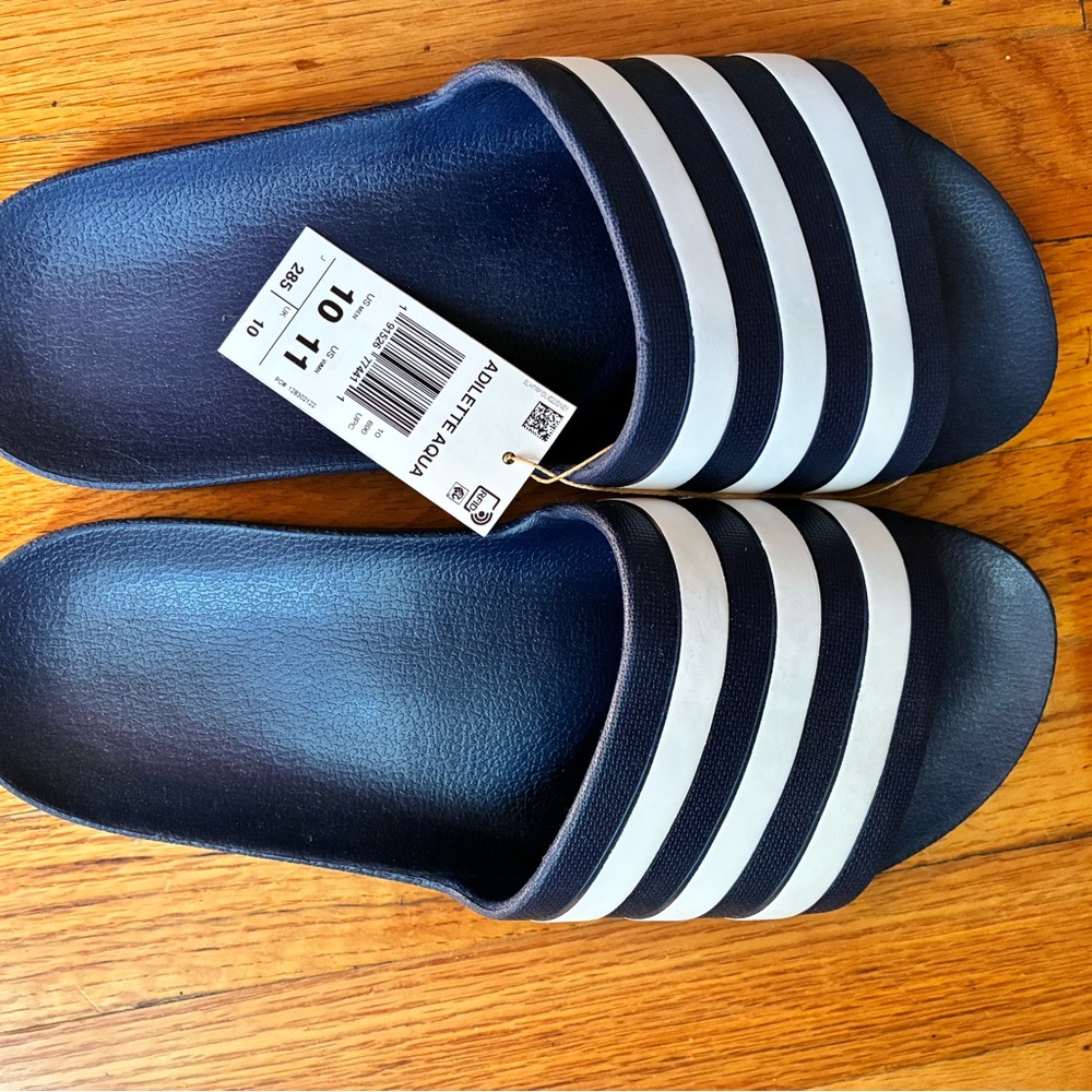 adidas Navy and White Adilette Slide Sandals
